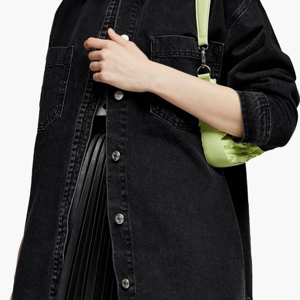 Topshop Frayed Black Jean Jacket